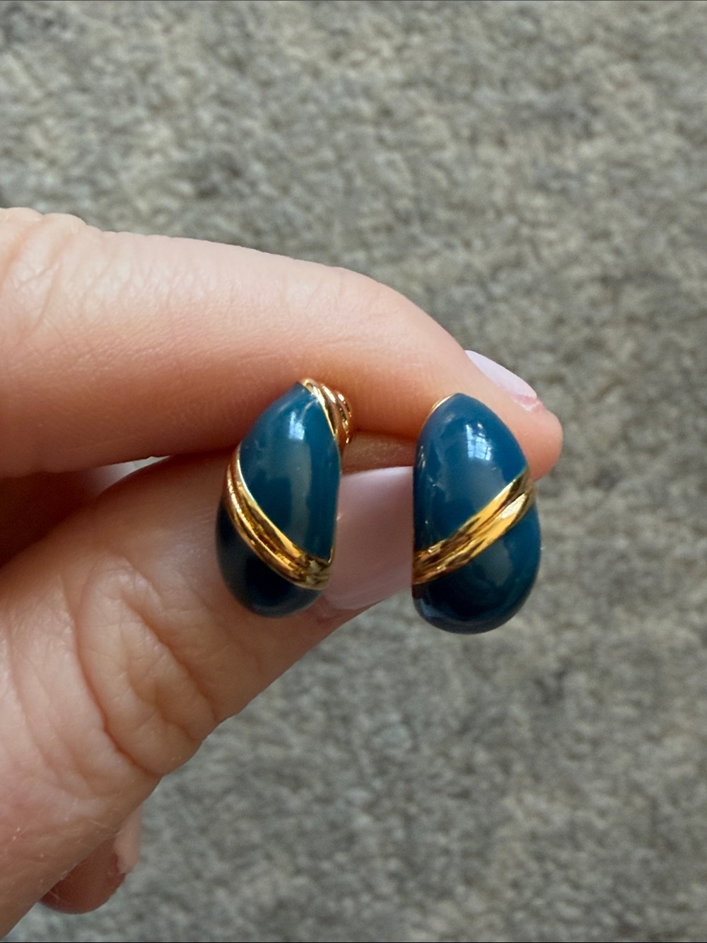 Gold & Blue Enamel Monet Mini Hoop Earrings